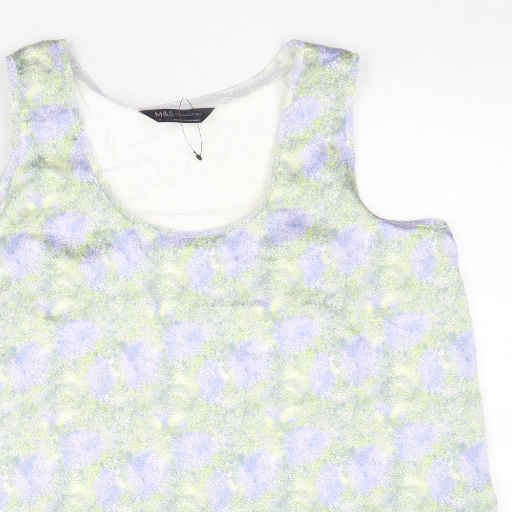 Marks and Spencer Womens Multicoloured Geometric Polyester Basic Tank Size 8 Scoop Neck