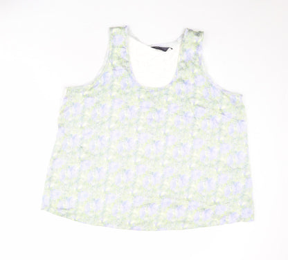 Marks & Spencer Womens Multicoloured Geometric Polyester Basic Tank Size 18 Scoop Neck