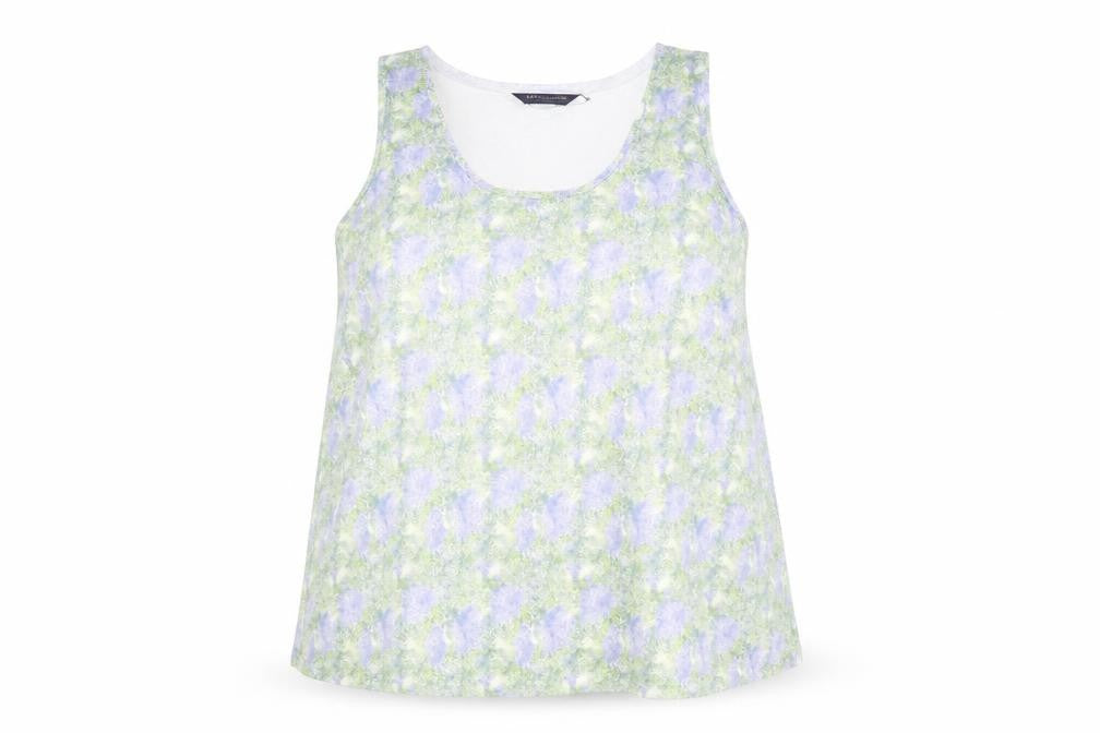 Marks & Spencer Womens Multicoloured Geometric Polyester Basic Tank Size 18 Scoop Neck
