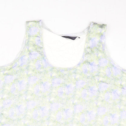 Marks & Spencer Womens Multicoloured Geometric Polyester Basic Tank Size 18 Scoop Neck