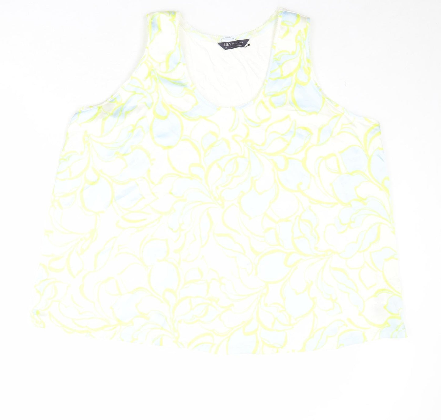 Marks and Spencer Womens Multicoloured Geometric Polyester Basic Tank Size 22 Scoop Neck