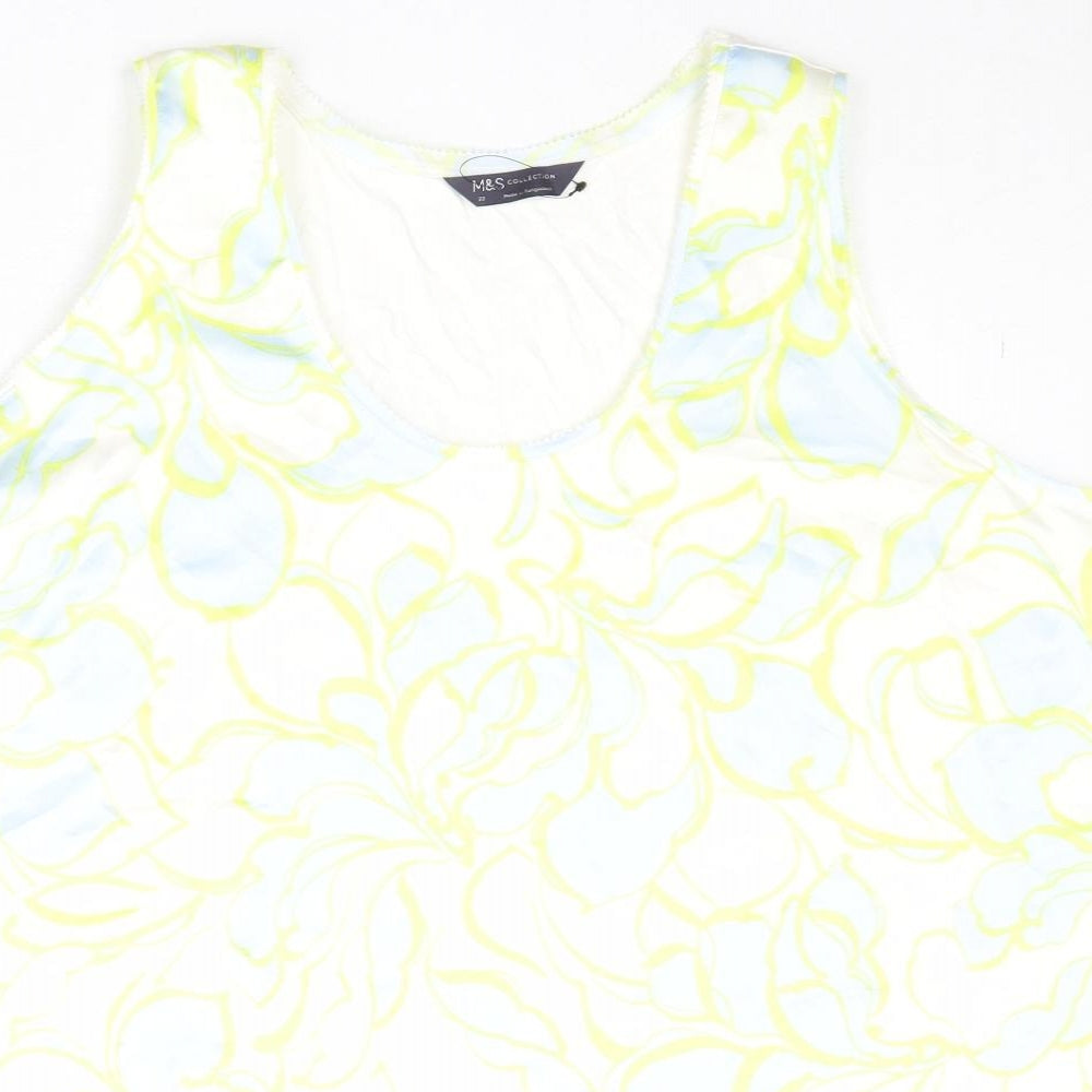Marks and Spencer Womens Multicoloured Geometric Polyester Basic Tank Size 22 Scoop Neck