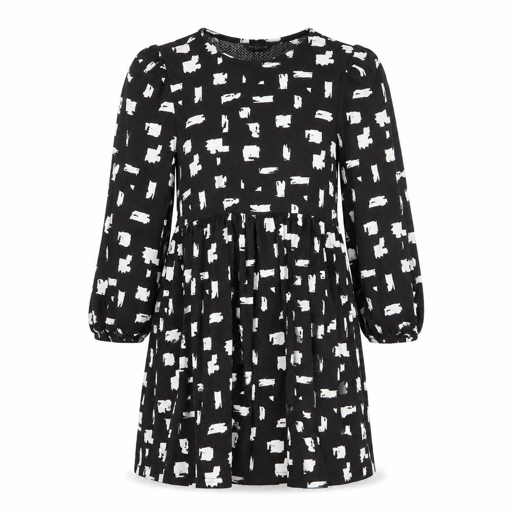 New Look Womens Black Geometric Polyester A-Line Size 10 Round Neck Pullover