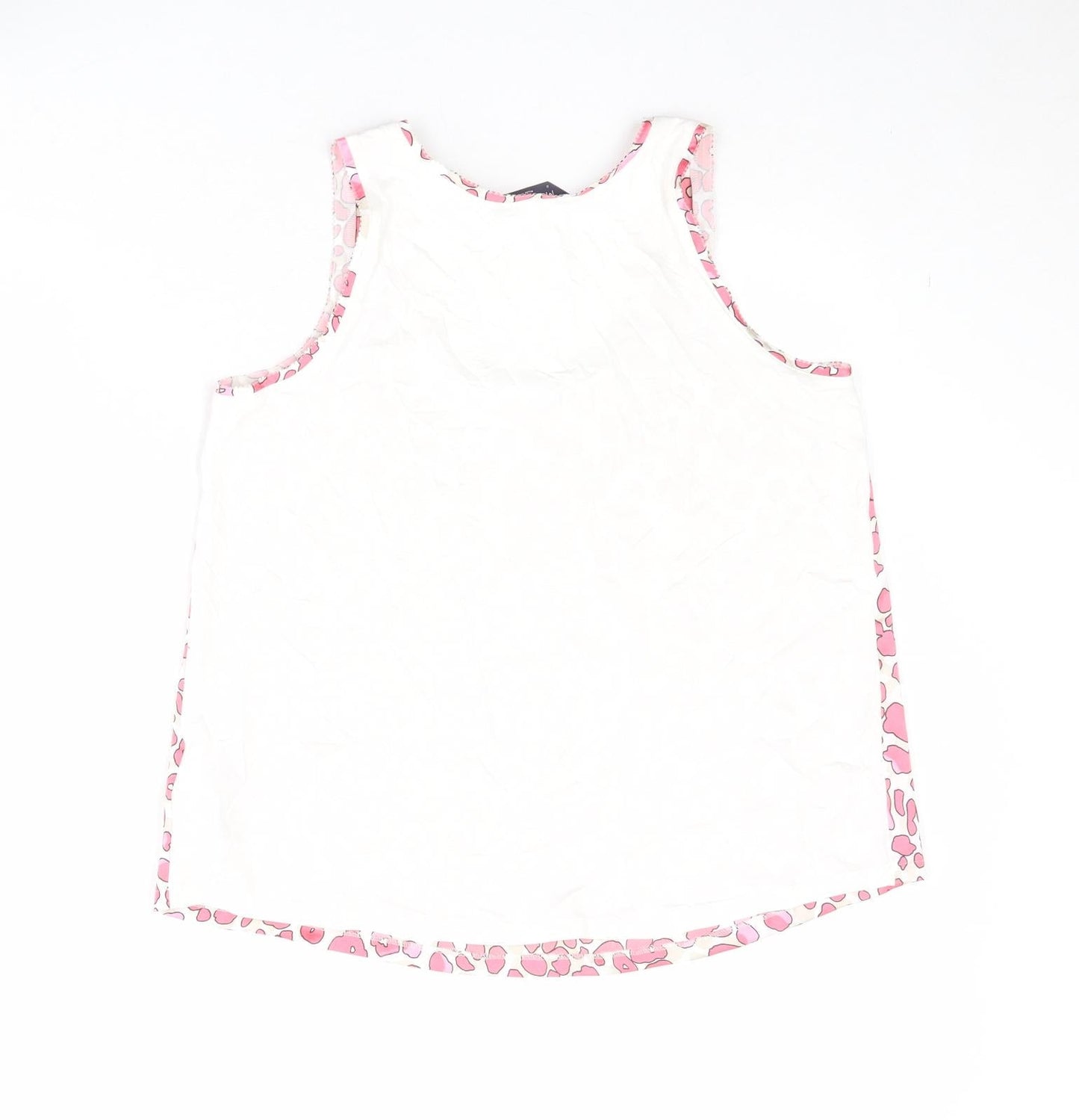 Marks and Spencer Womens Pink Geometric Polyester Basic Tank Size 8 Round Neck