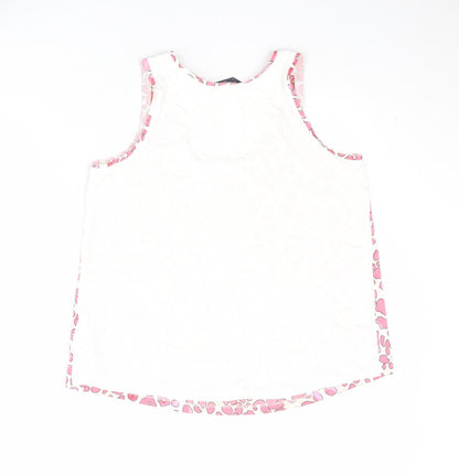 Marks & Spencer Womens Pink Geometric Polyester Basic Tank Size 8 Round Neck