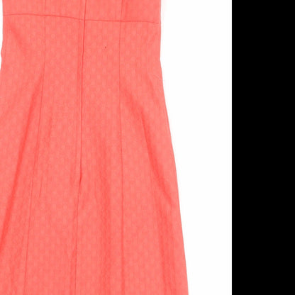 Next Womens Pink Geometric Polyester A-Line Size 6 Round Neck Zip