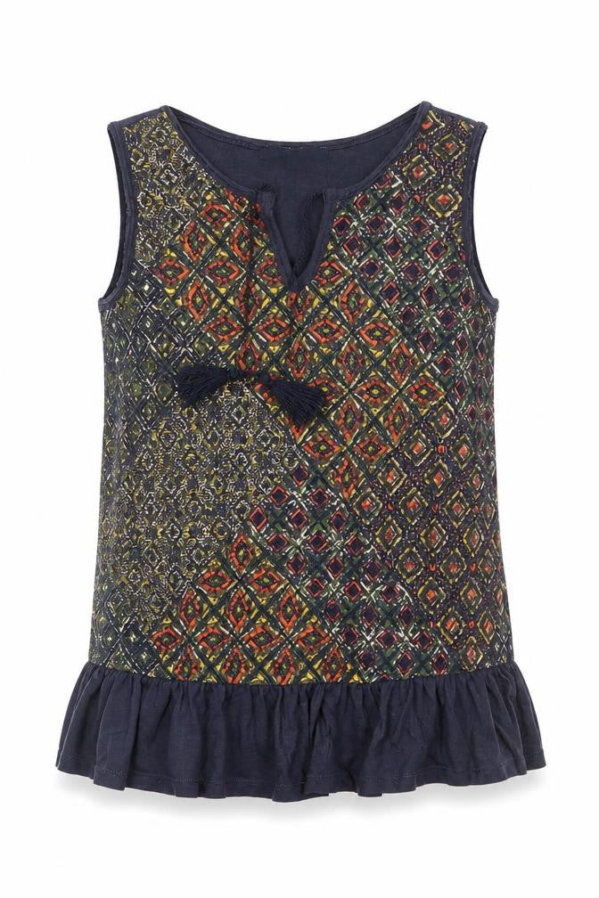 NEXT Womens Multicoloured Geometric 100% Cotton Basic Tank Size 10 V-Neck