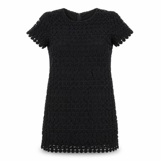 Yumi Womens Black Cotton Shift Size M Round Neck Zip