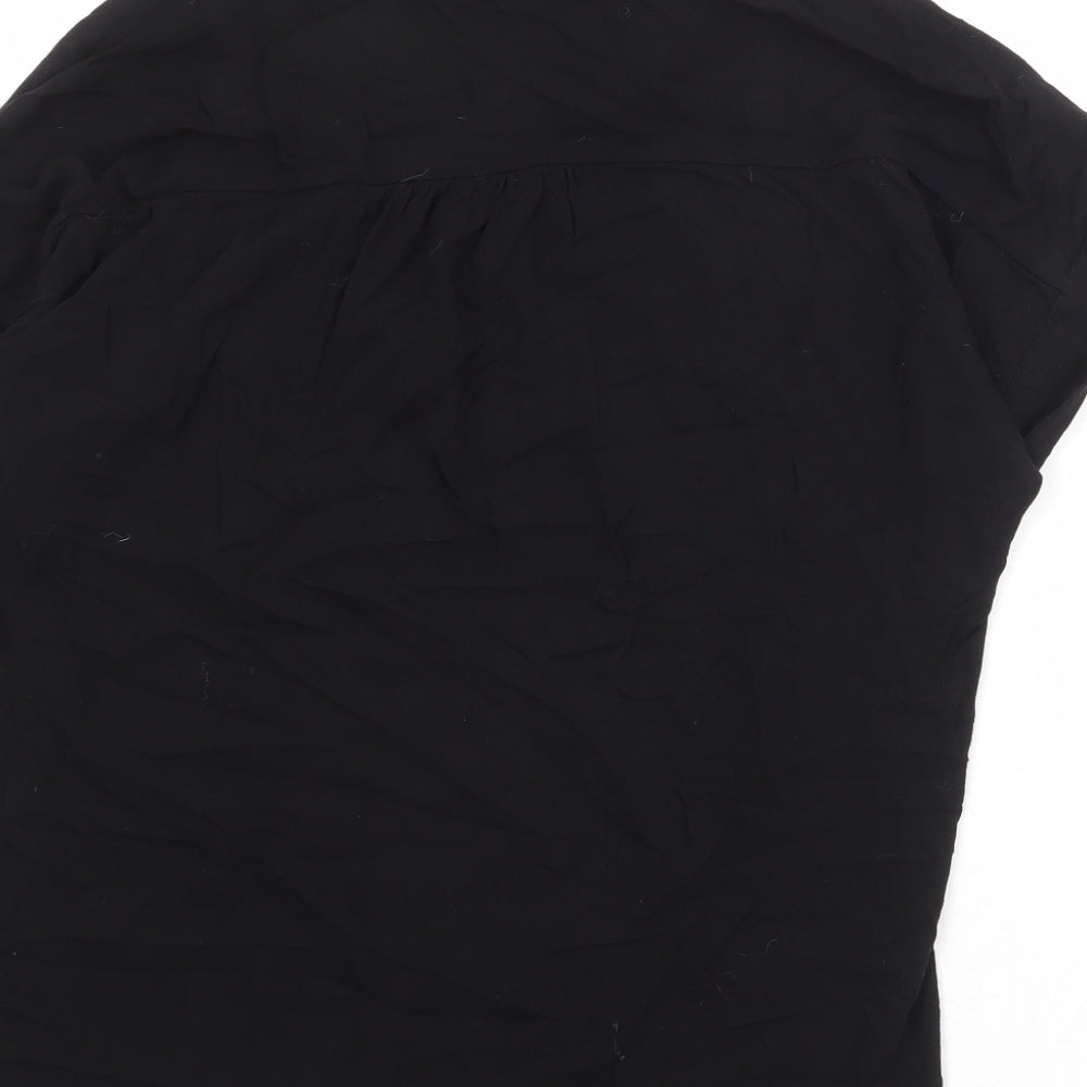 Esprit Womens Black Viscose Basic Button-Up Size M V-Neck