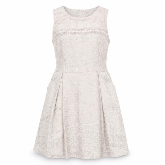 Dorothy Perkins Womens Beige Polyester Skater Dress Size 14 Round Neck Zip