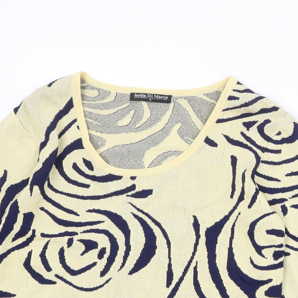 Joella Di Marco Womens Beige Scoop Neck Floral Viscose Pullover Jumper Size S