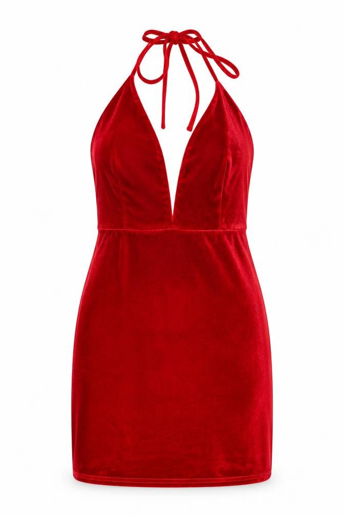Edge Street Womens Red Polyester Mini Size 10 Halter Tie - Backless