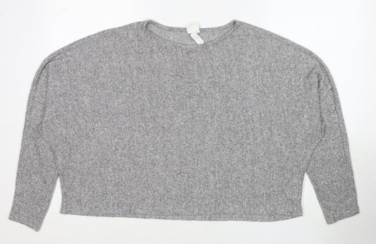 H&M Womens Grey Round Neck Viscose Pullover Jumper Size L