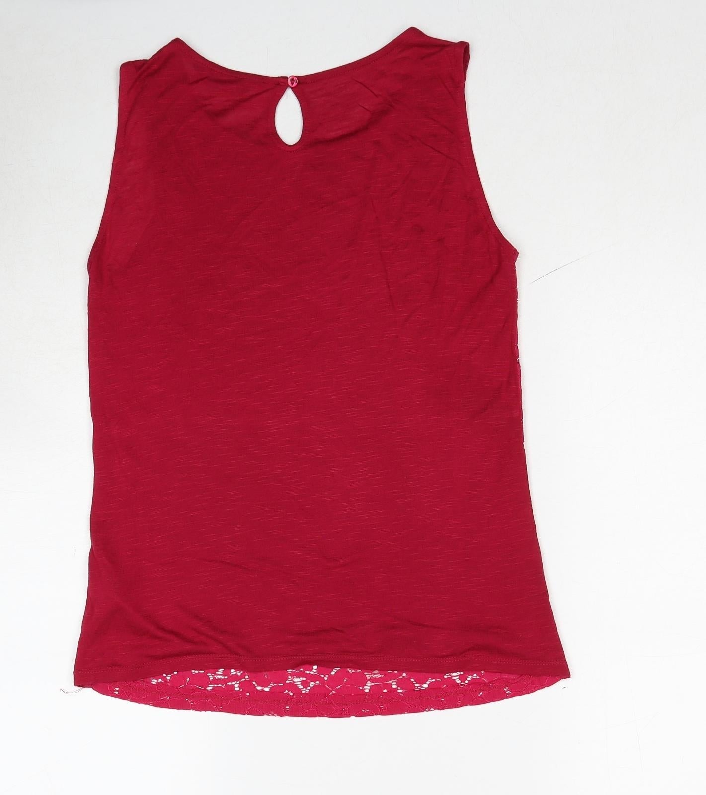 Dorothy Perkins Womens Pink Viscose Basic Blouse Size 8 Boat Neck - Lace Front