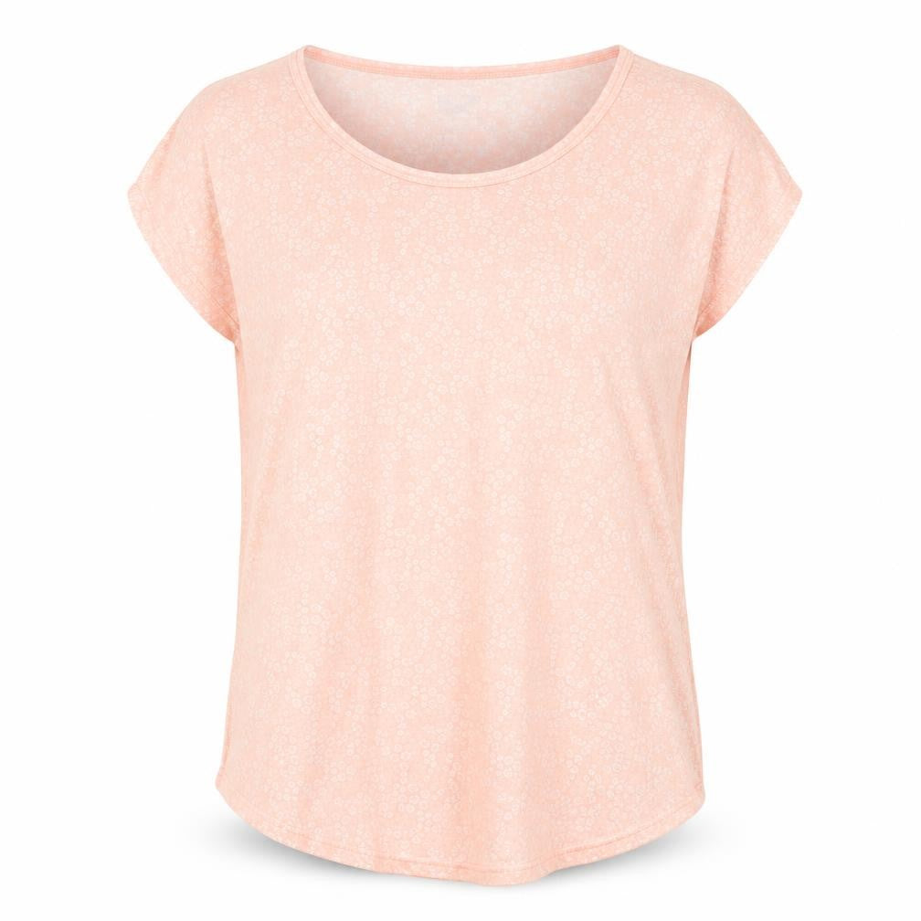 Lands' End Womens Pink Floral Viscose Basic T-Shirt Size S Round Neck