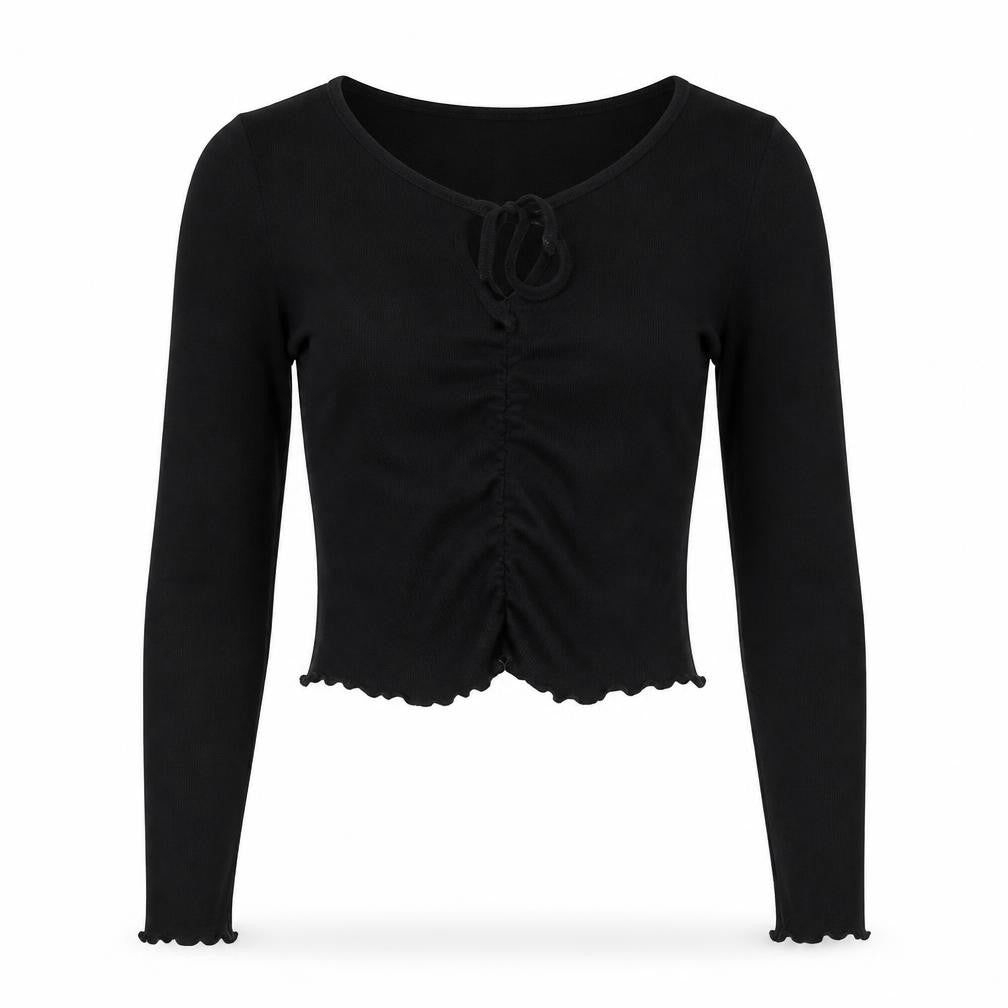Miss Selfridge Womens Black Cotton Basic Blouse Size 10 Round Neck