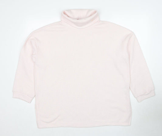 New Look Womens Pink Roll Neck Polyester Pullover Jumper Size L