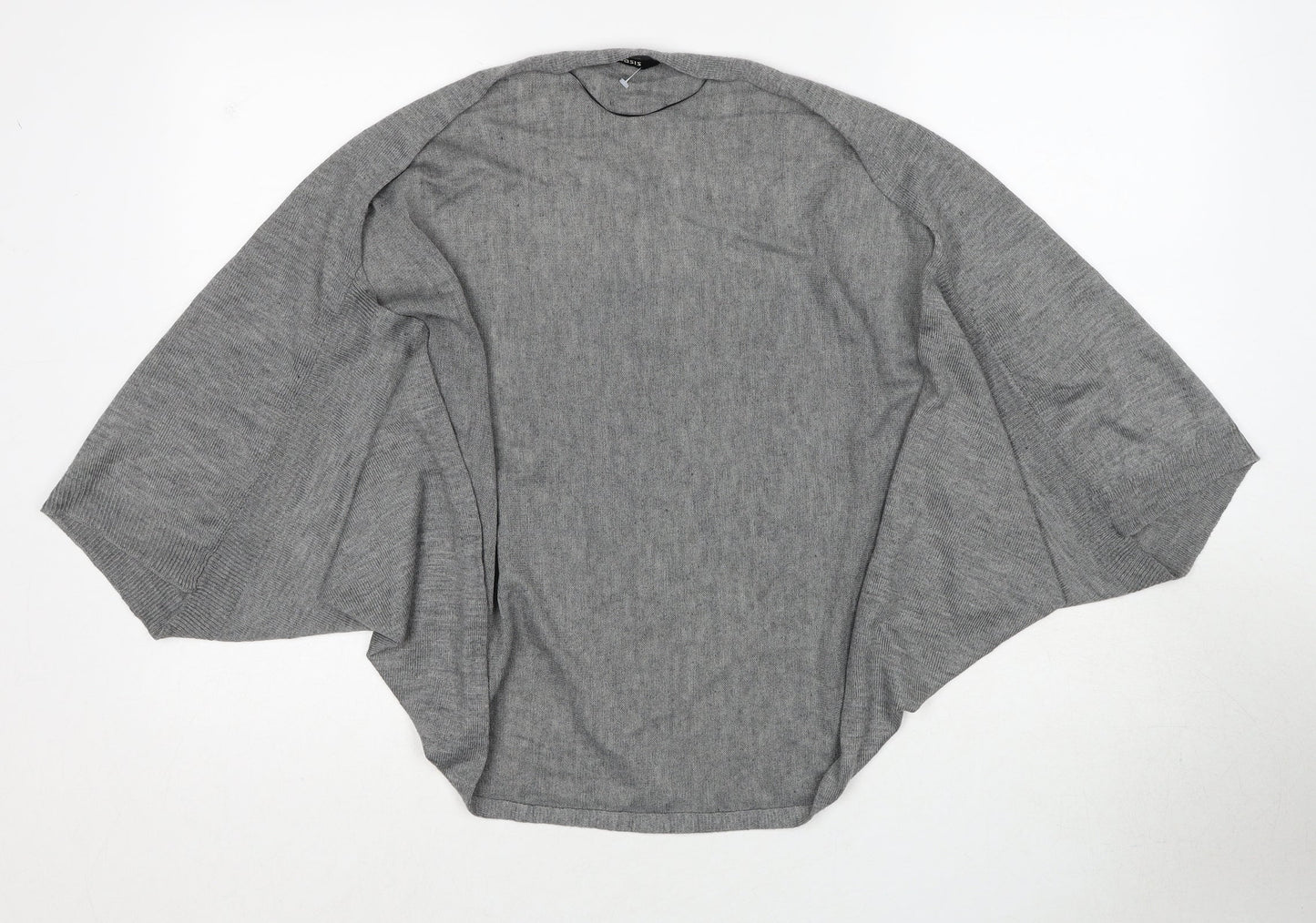 Oasis Womens Grey V-Neck Herringbone Acrylic Cardigan Jumper One Size
