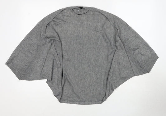 Oasis Womens Grey V-Neck Herringbone Acrylic Cardigan Jumper One Size
