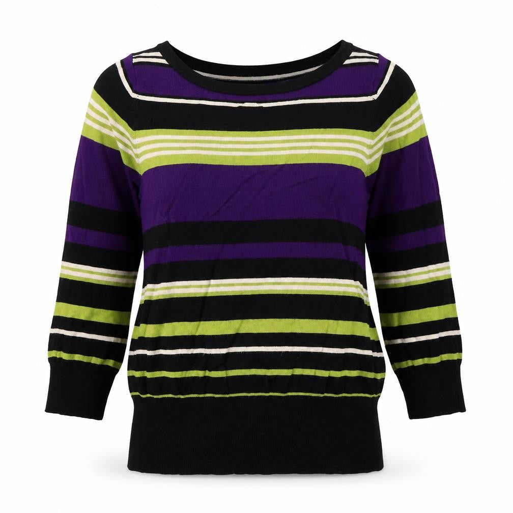 Debenhams Womens Multicoloured Boat Neck Striped Viscose Pullover Jumper Size 14