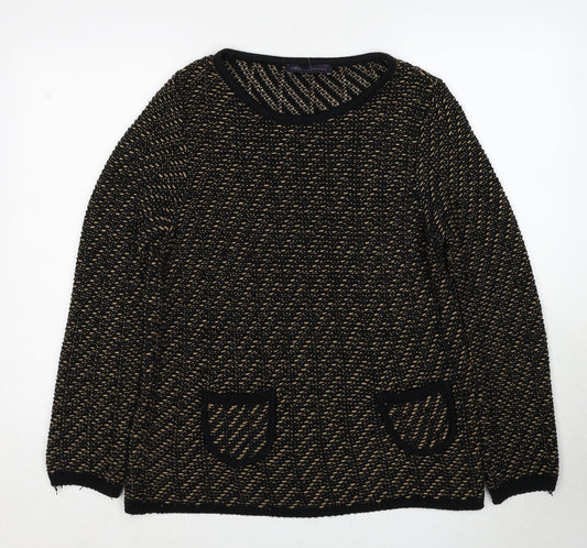 Marks and Spencer Womens Black Round Neck Acrylic Pullover Jumper Size 12
