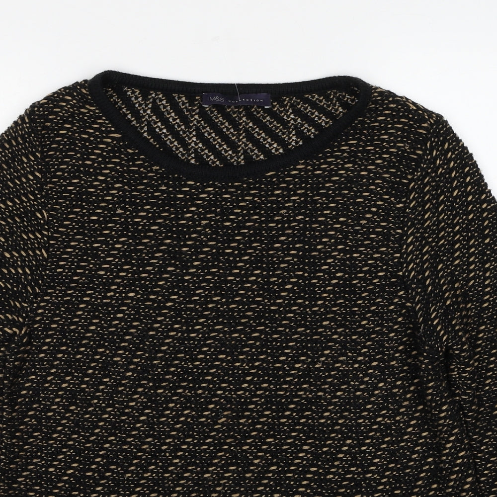 Marks and Spencer Womens Black Round Neck Acrylic Pullover Jumper Size 12
