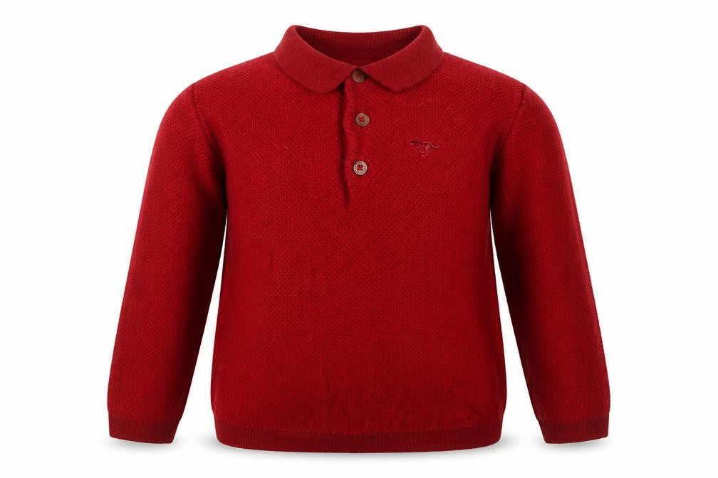 Next Boys Red Collared Cotton Pullover Jumper Size 2 Years Pullover