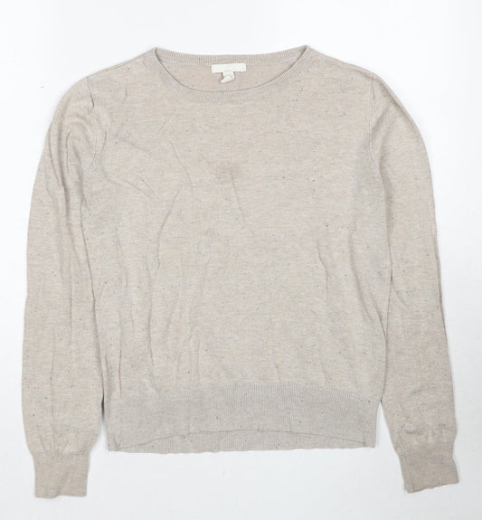 H&M Womens Beige Round Neck Viscose Pullover Jumper Size S