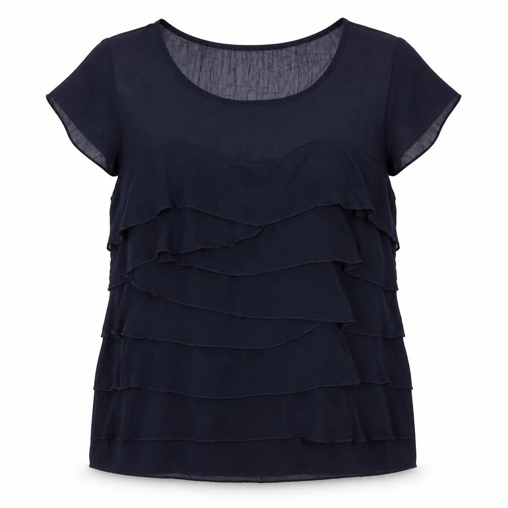 Per Una Womens Blue Polyester Basic Blouse Size 14 Boat Neck