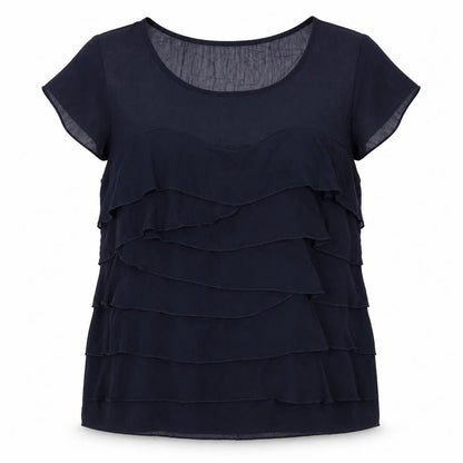 Per Una Womens Blue Polyester Basic Blouse Size 14 Boat Neck