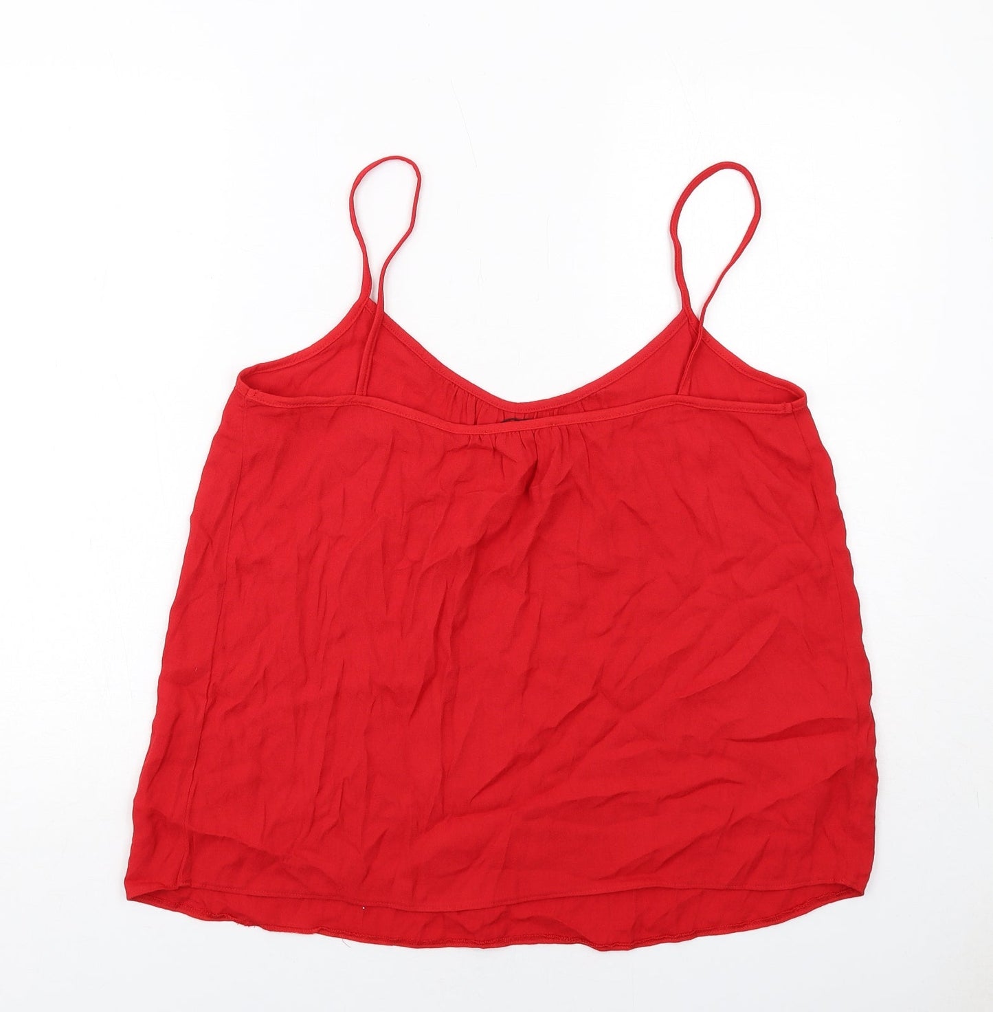 Mango Womens Red Viscose Basic Tank Size L V-Neck