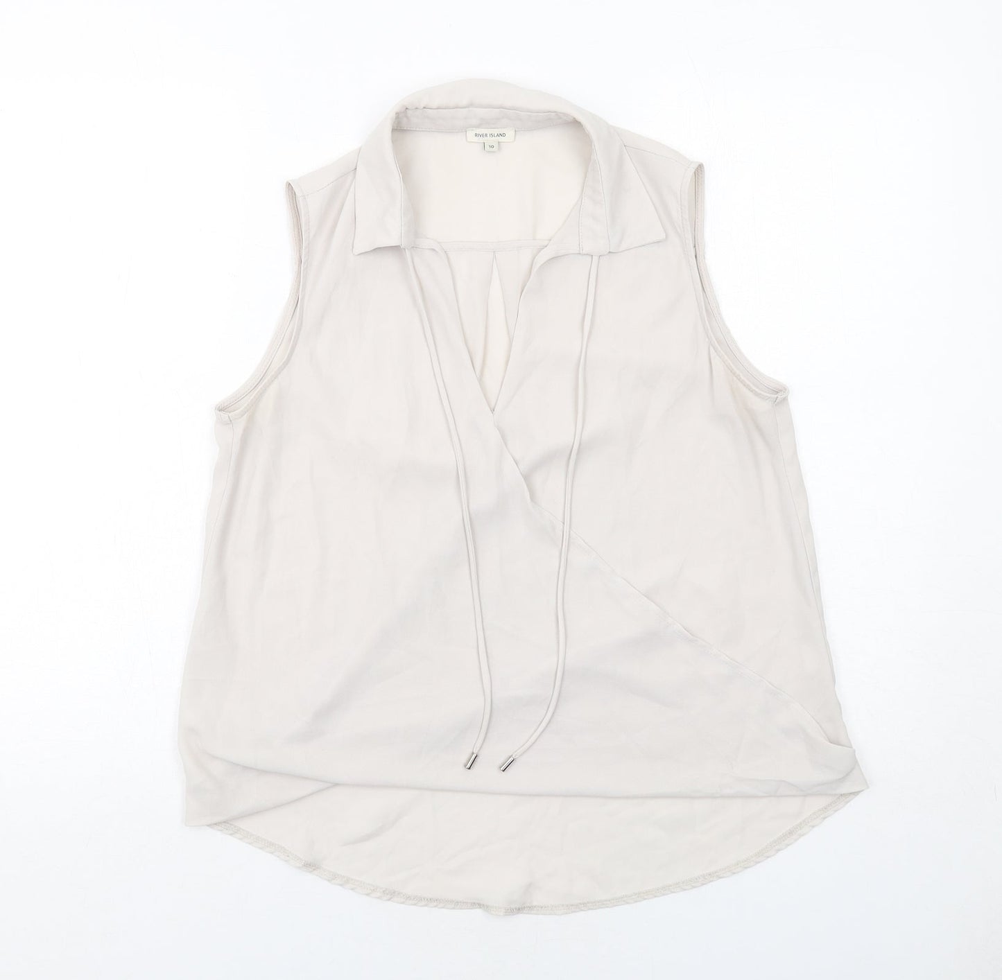 River Island Womens Grey Polyester Basic Tank Size 10 Collared