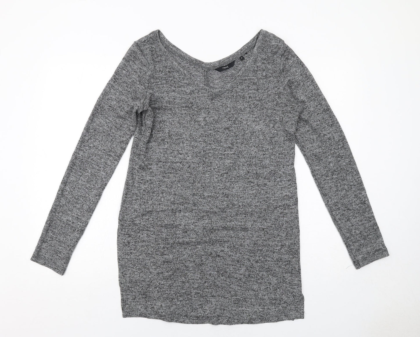 NEXT Womens Grey Geometric Viscose Basic Blouse Size 10 Round Neck