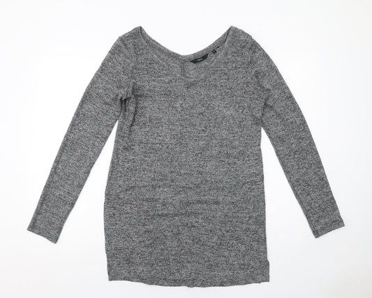 NEXT Womens Grey Geometric Viscose Basic Blouse Size 10 Round Neck