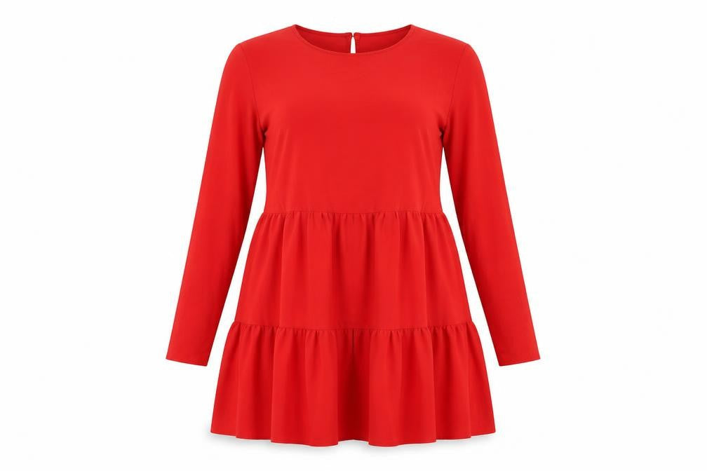 ASOS Womens Red Polyester A-Line Size 12 Round Neck Button