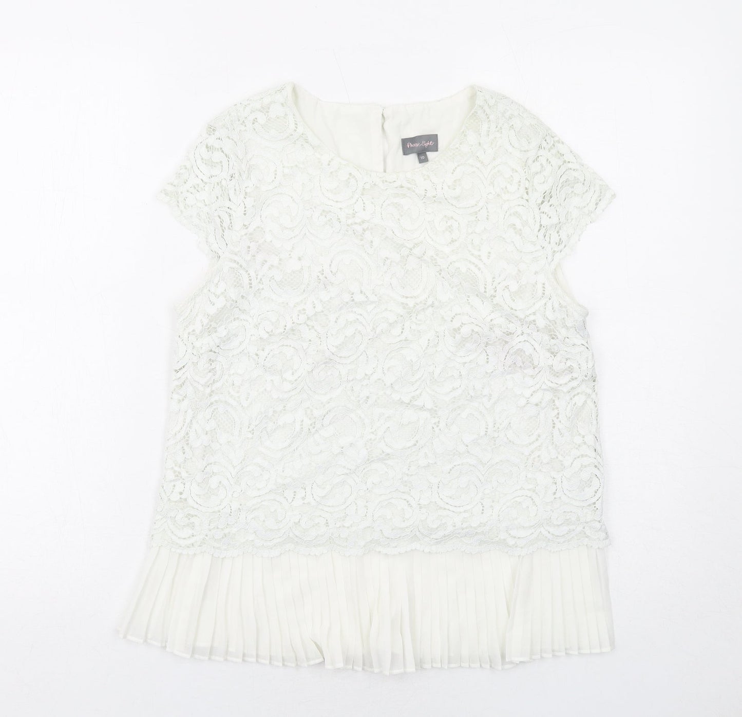 Phase Eight Womens White Polyamide Basic Blouse Size 10 Boat Neck