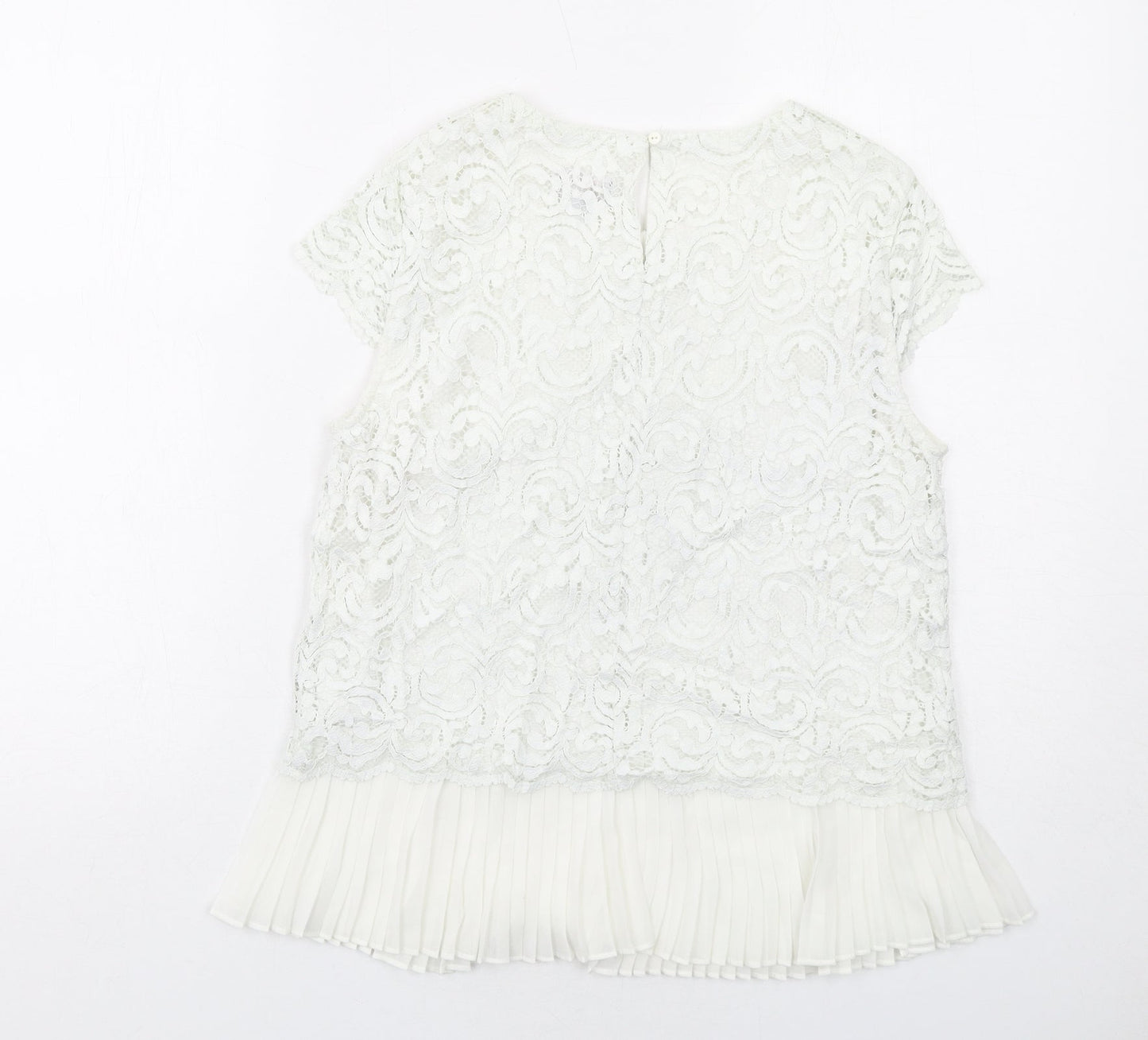 Phase Eight Womens White Polyamide Basic Blouse Size 10 Boat Neck