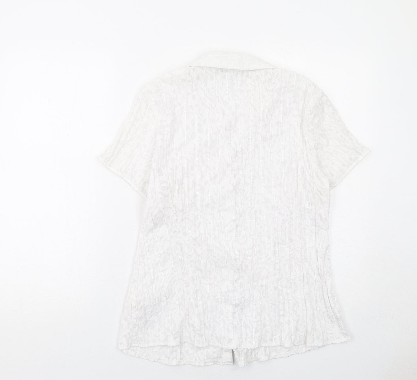 Bonmarché Womens White Polyester Basic Button-Up Size 16 Collared