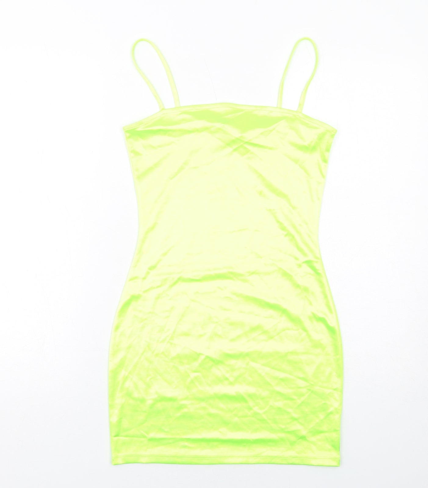 H&M Womens Yellow Polyester Slip Dress Size 10 Square Neck Pullover