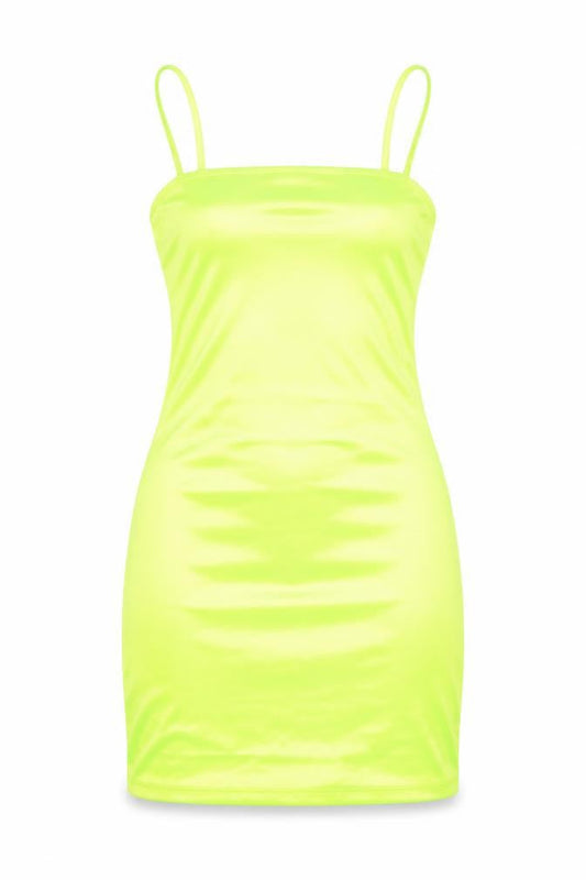 H&M Womens Yellow Polyester Slip Dress Size 10 Square Neck Pullover