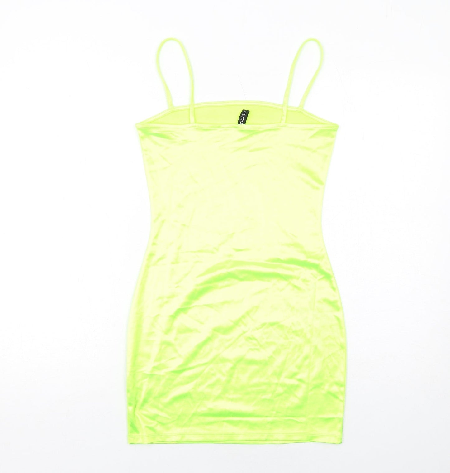 H&M Womens Yellow Polyester Slip Dress Size 10 Square Neck Pullover