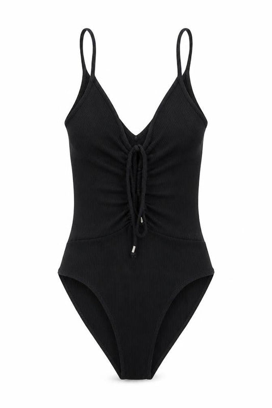 River Island Womens Black Cotton Bodysuit One-Piece Size 8 Snap