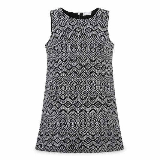 Wallis Womens Black Geometric Polyester Shift Size 12 Round Neck Zip