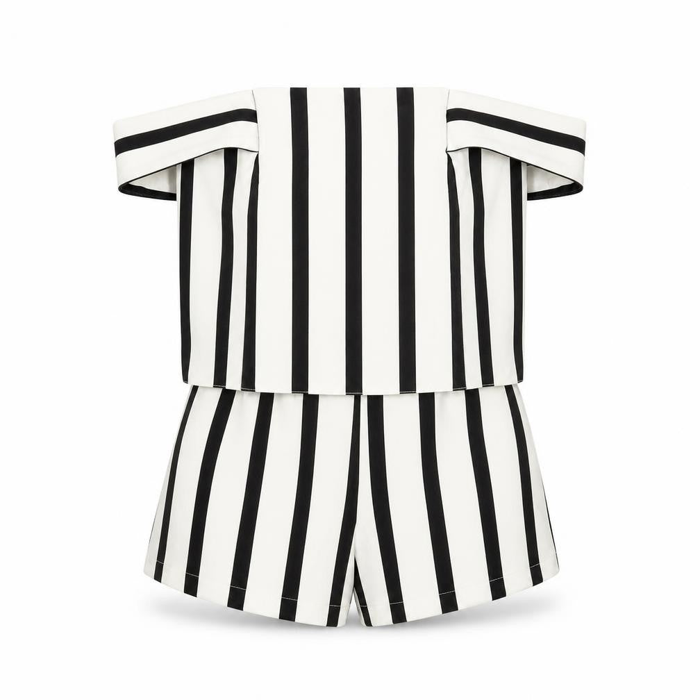 Topshop Womens White Striped Polyester Playsuit One-Piece Size 4 Zip