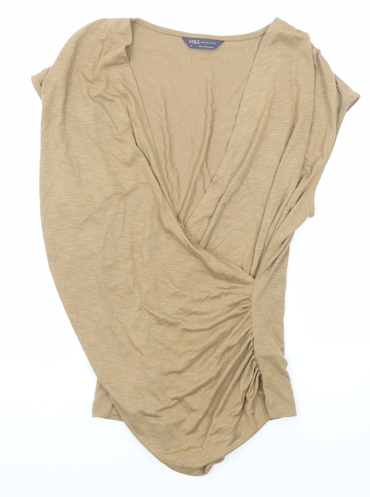 Marks and Spencer Womens Beige Modal Basic Tank Size 12 V-Neck
