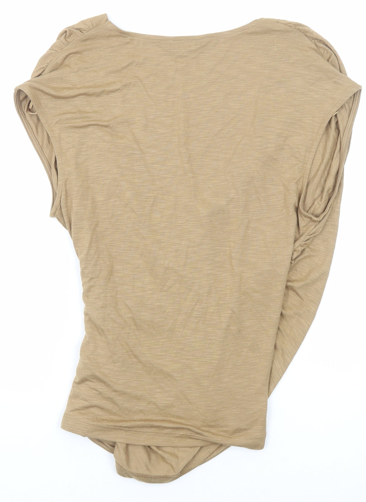 Marks and Spencer Womens Beige Modal Basic Tank Size 12 V-Neck