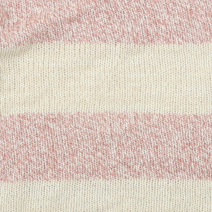 Marks & Spencer Womens Beige Round Neck Striped Acrylic Pullover Jumper Size 12
