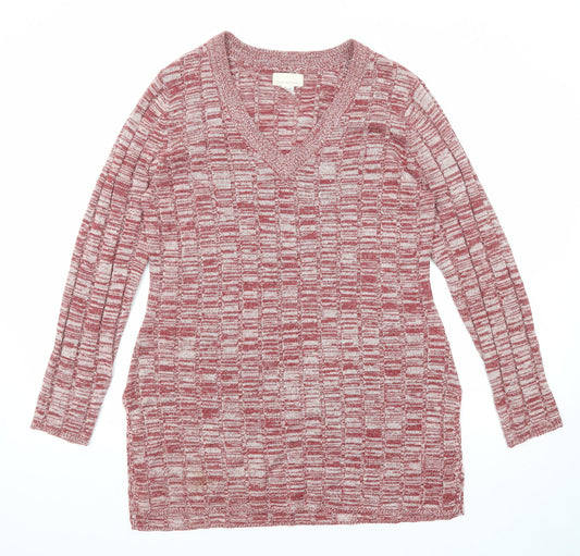 Canyon River Blues Womens Red V-Neck Acrylic Pullover Jumper Size L