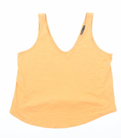 Additional front view of ASOS women’s orange cotton basic tank, size UK 12, v-neck