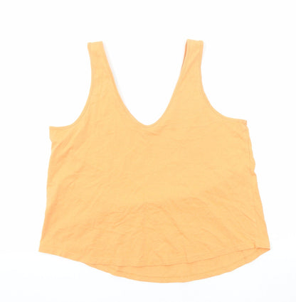 Back view of ASOS women’s orange cotton basic tank, size UK 12, v-neck
